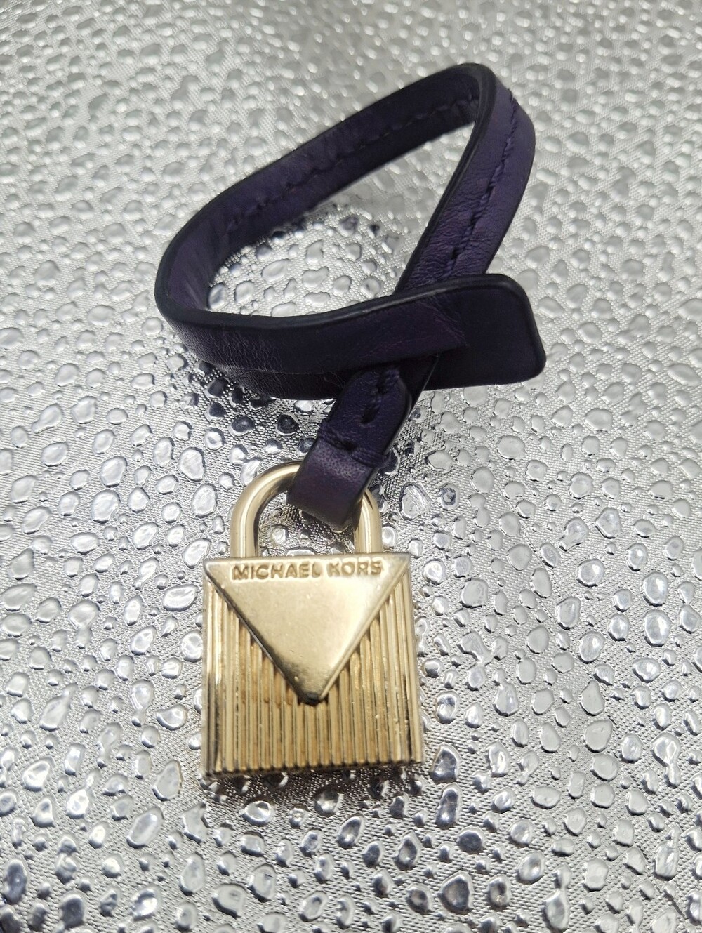 Michael Kors Gold Padlock Charm with Purple Strap